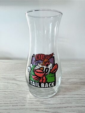 Vintage Red Lobster Tail Back Football Hurricane Cocktail Glass 7” Tall